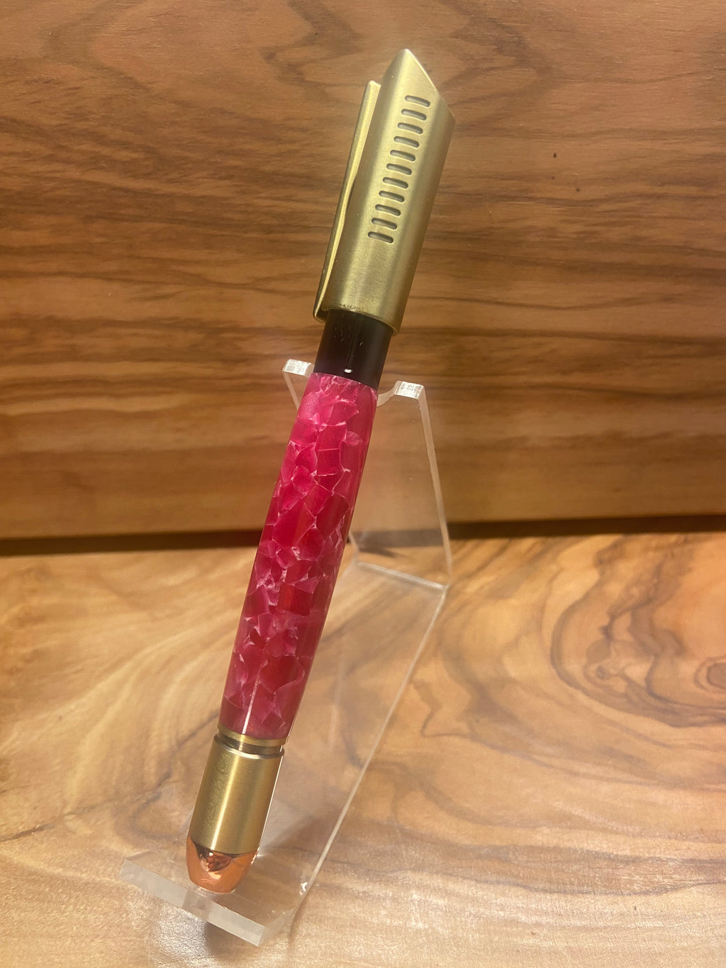 Pink and Brass Handgun Click Pen