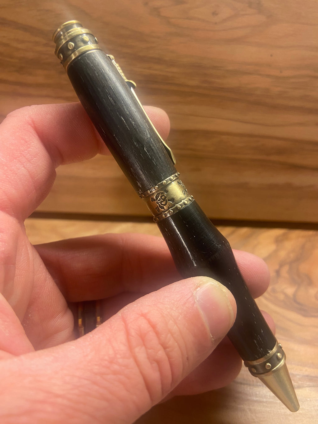 Revenge Bog Oak Pirate Pen in Brass