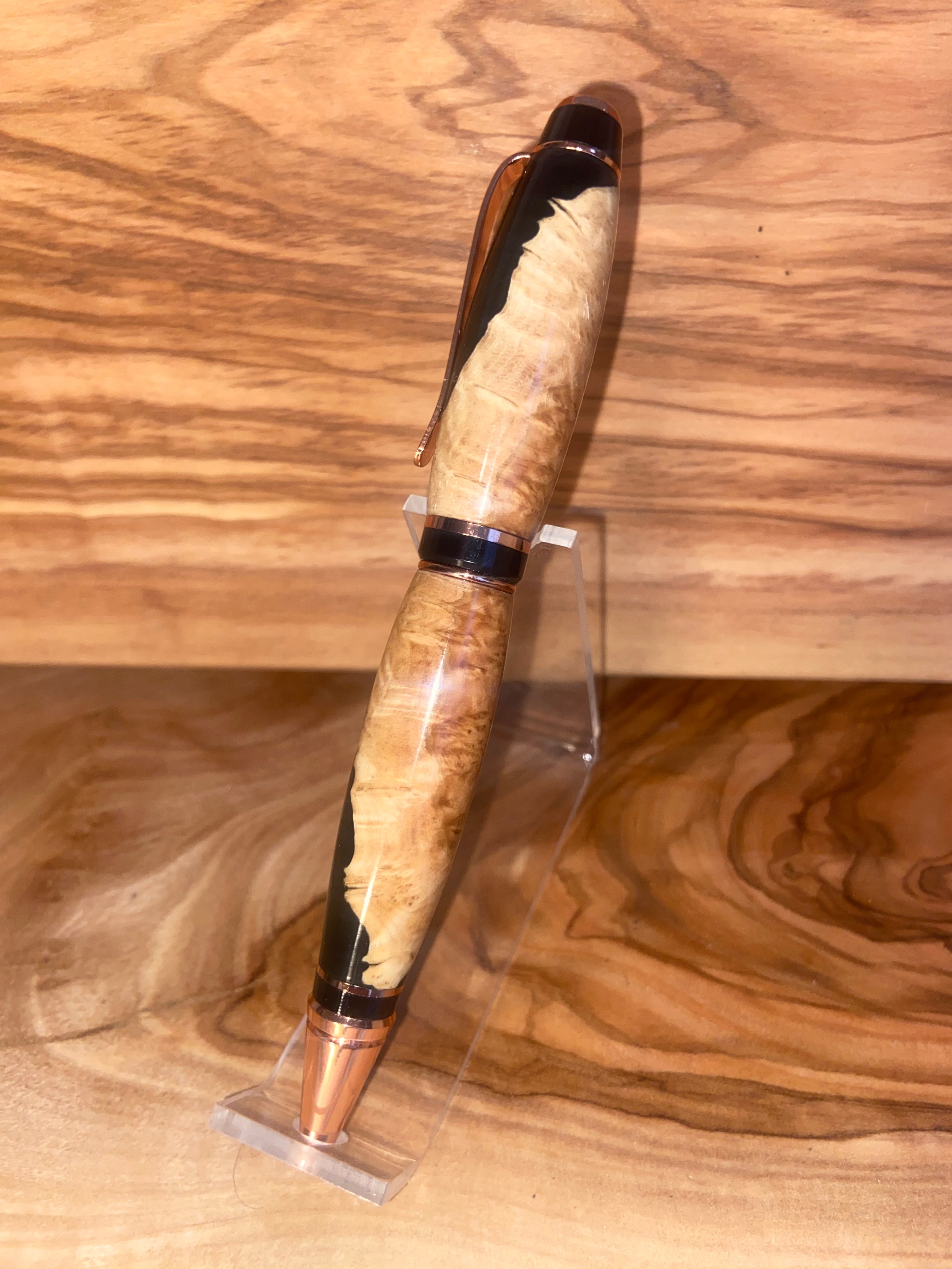 Red Mallee Burl in Black Copper Cigar Pen