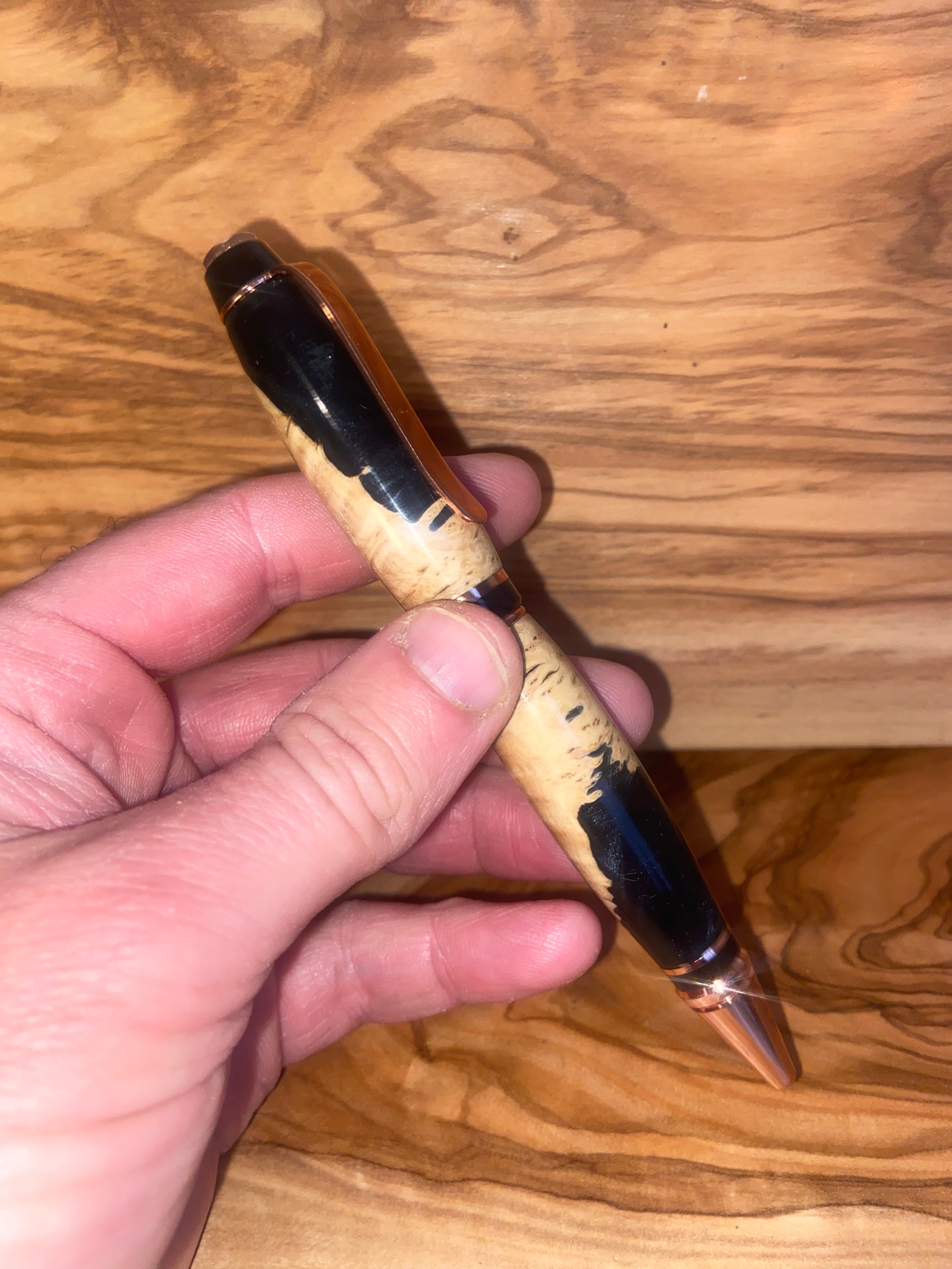 Red Mallee Burl in Black Copper Cigar Pen