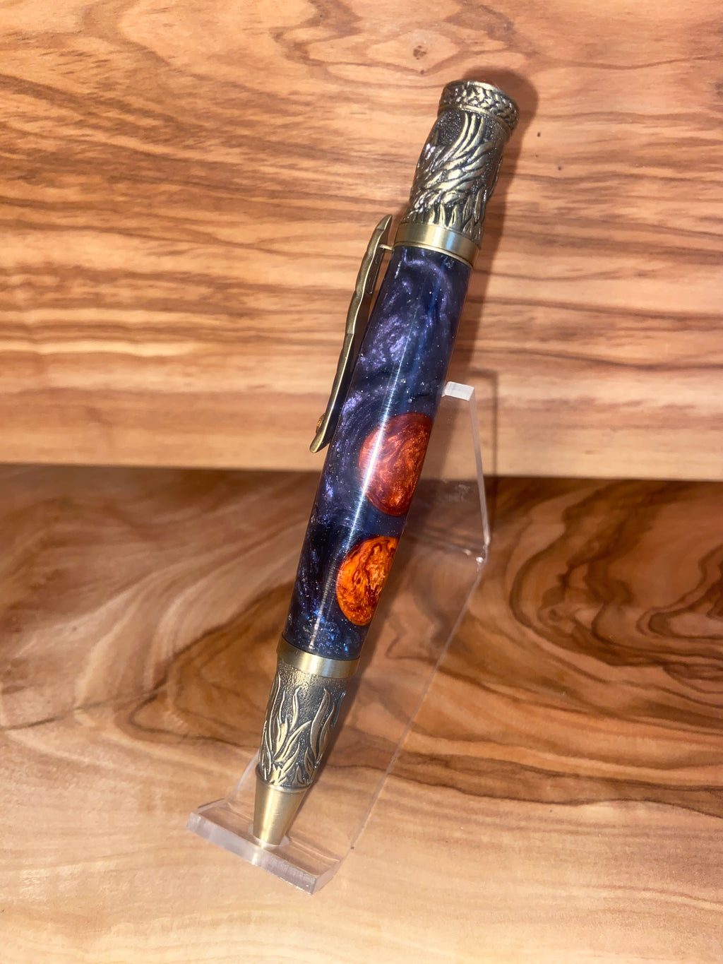 Phoenix Rises Antique Brass Twist Pen