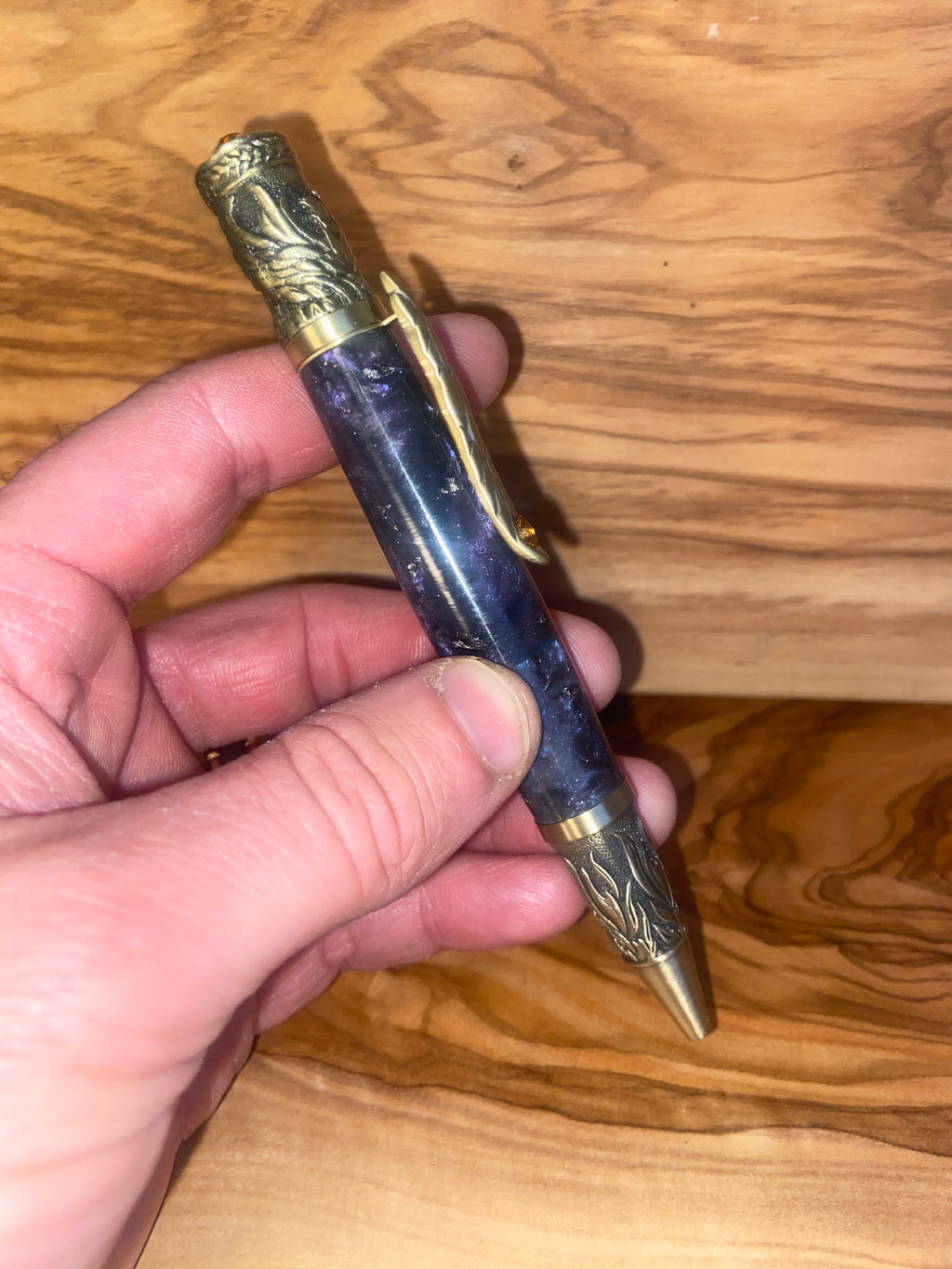 Phoenix Rises Antique Brass Twist Pen