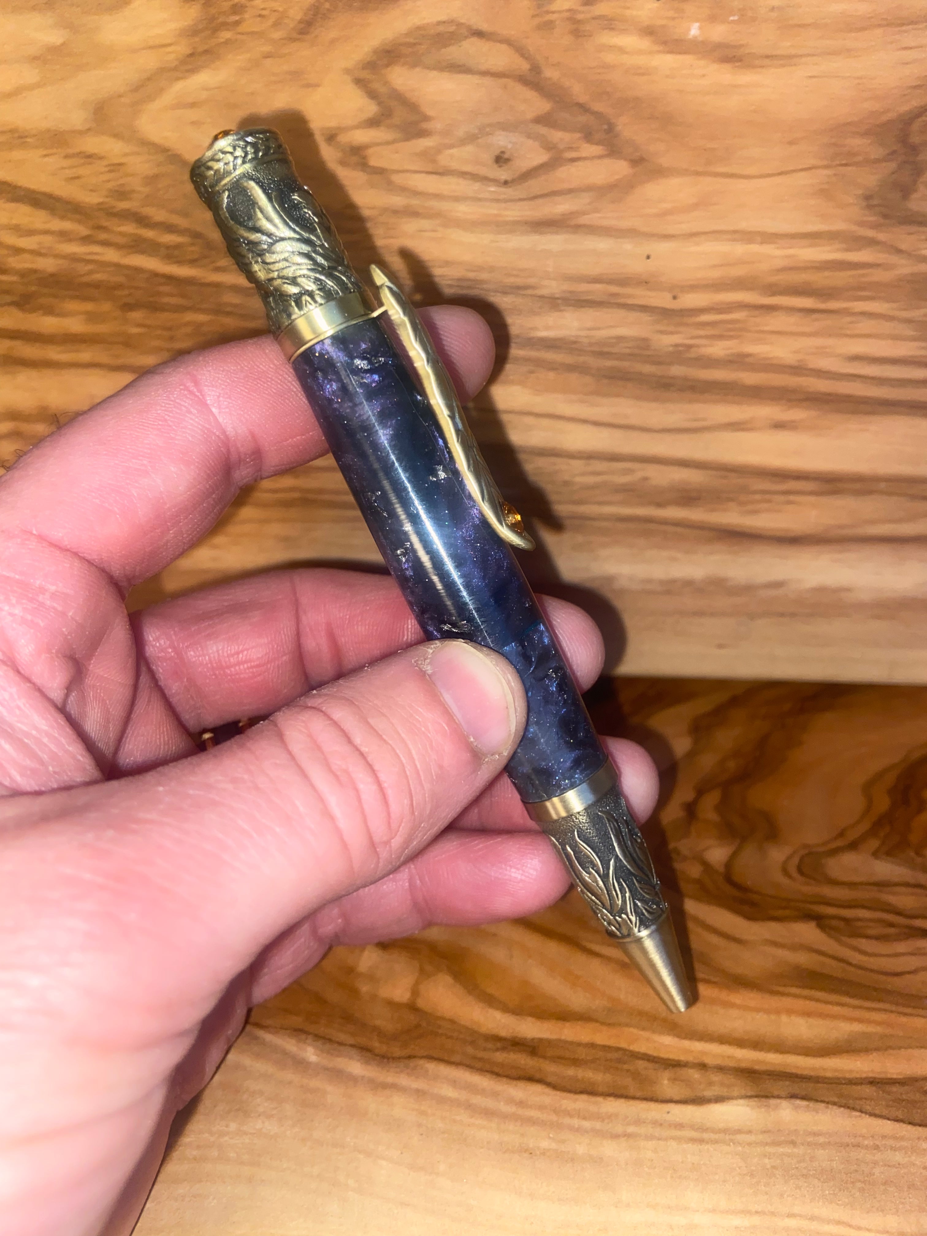 Phoenix Rises Antique Brass Twist Pen