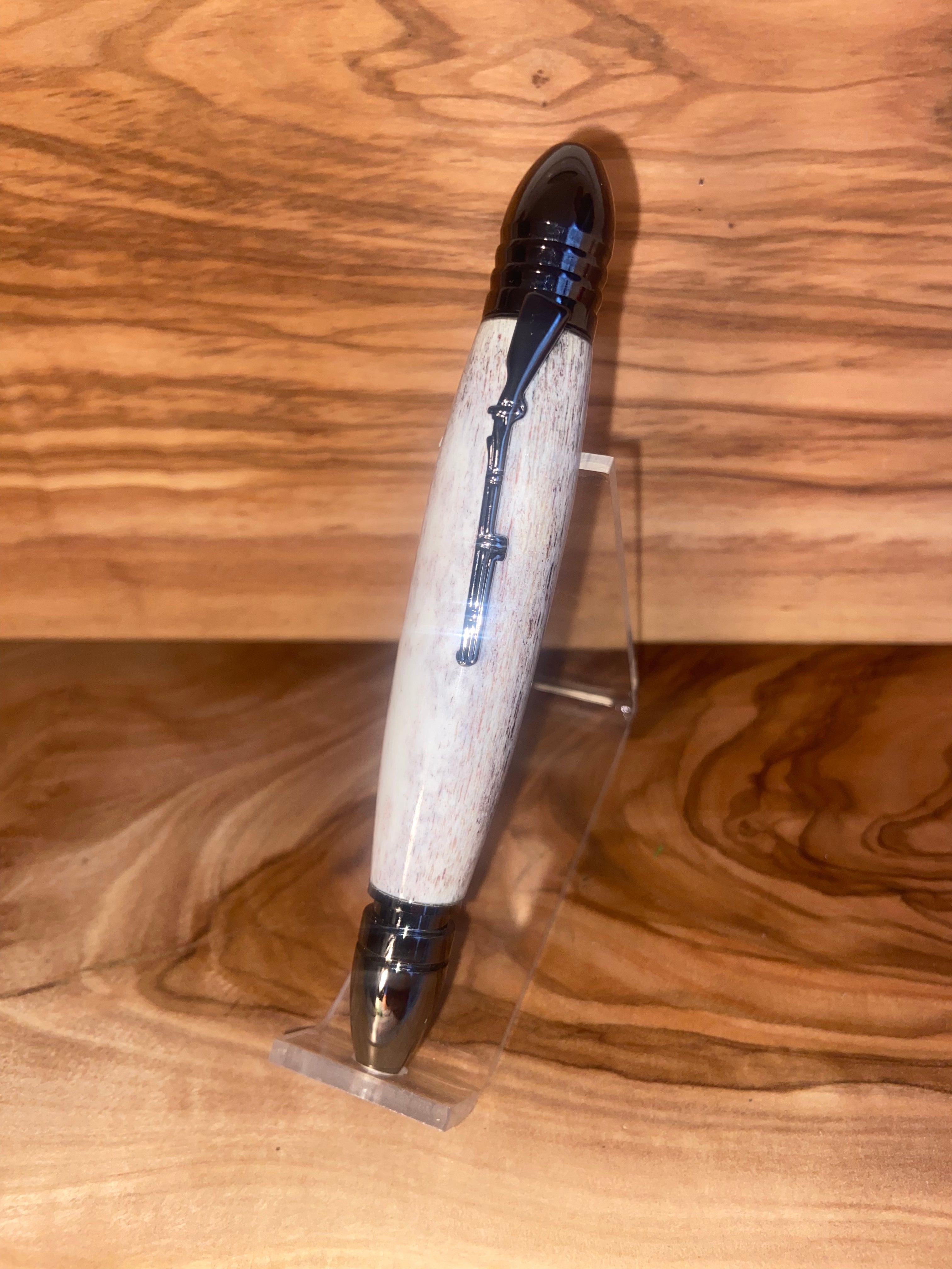 Civil War Themed Writing Pen - Deer Antler with Replica Bullet Design