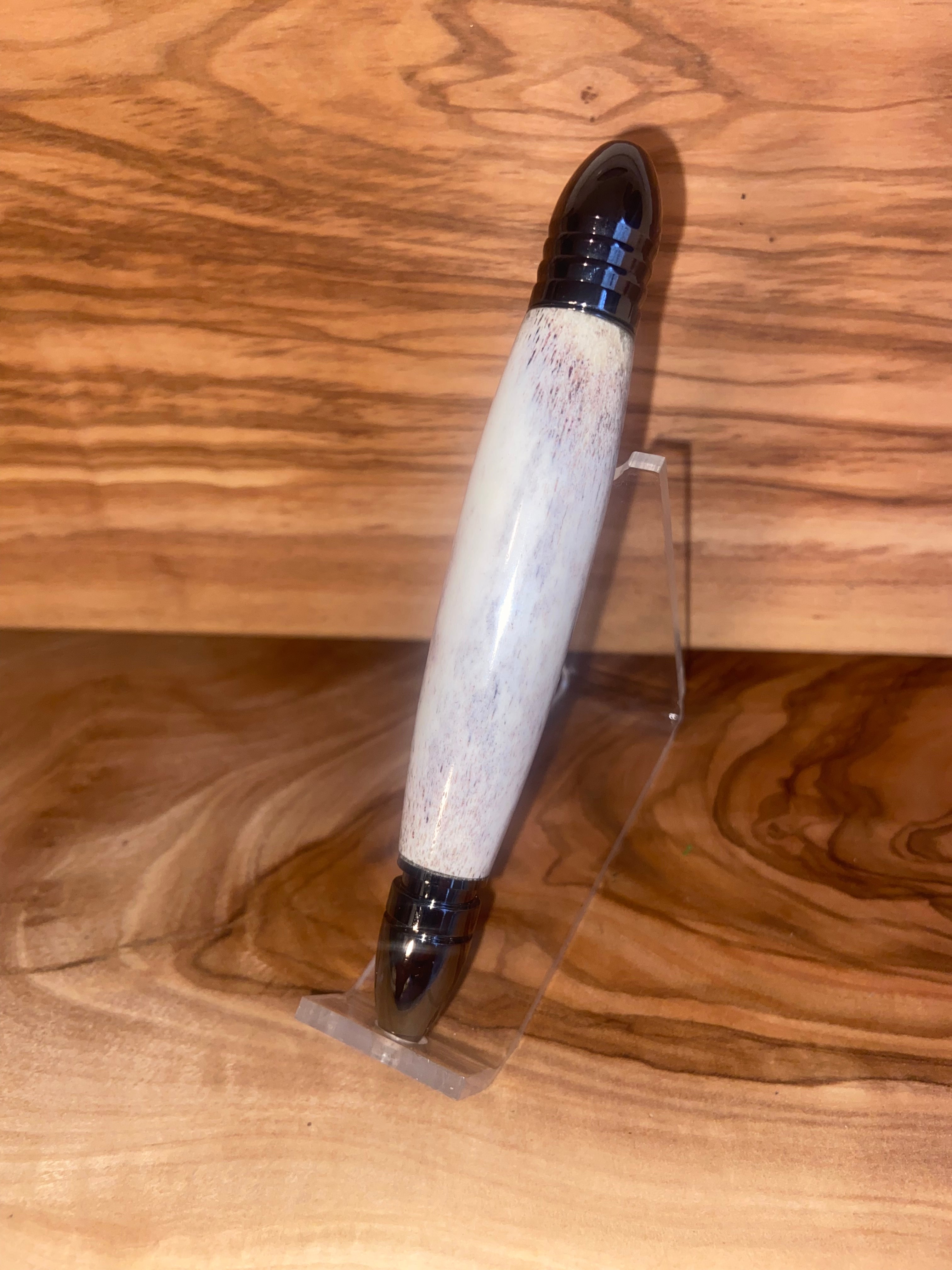 Civil War Themed Writing Pen - Deer Antler with Replica Bullet Design