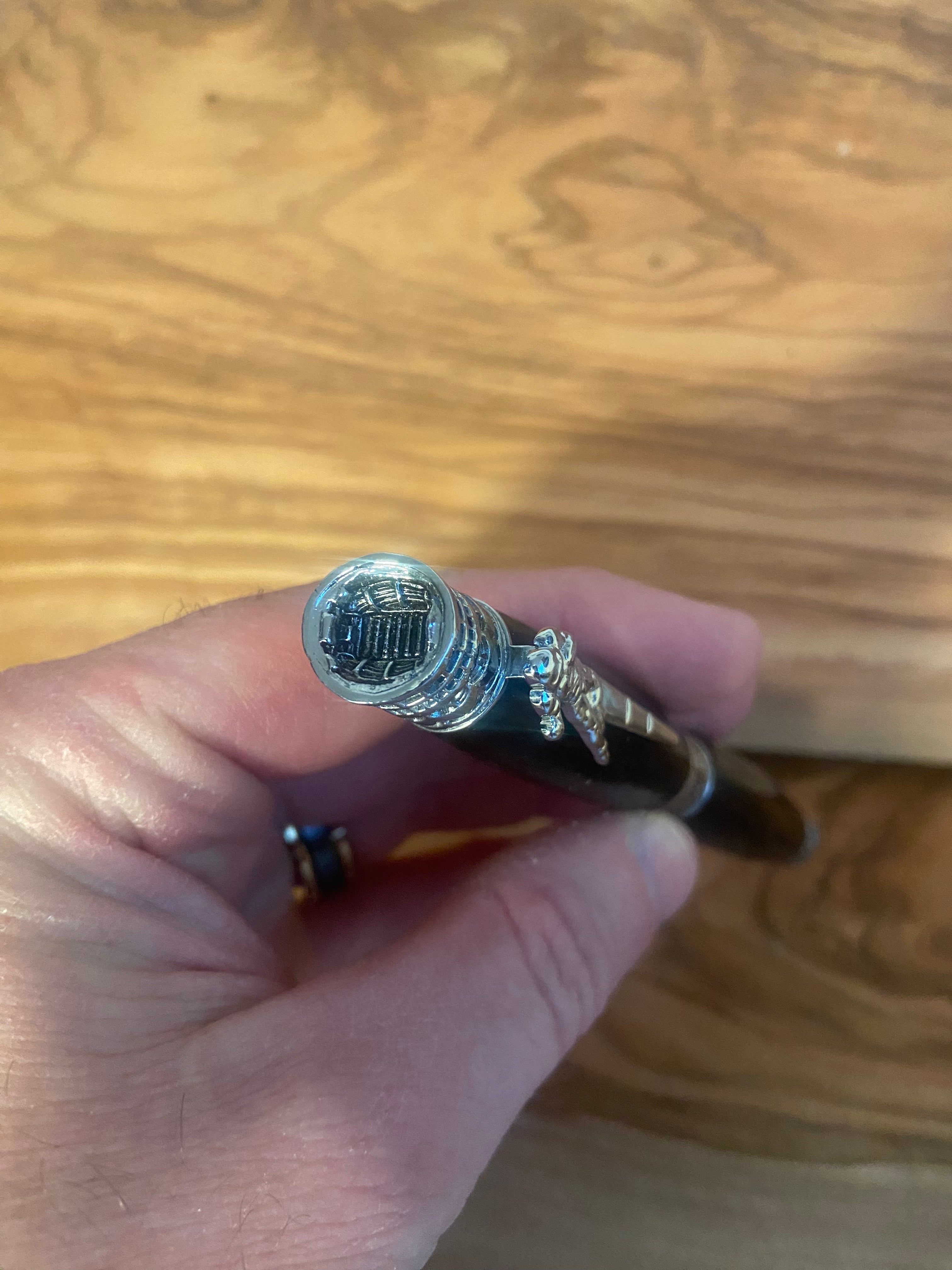 Marauder Curly Macassar Ebony Chrome Football Twist Pen