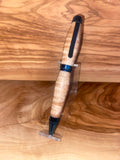 Curly Maple Blue Titanium Cigar Pen