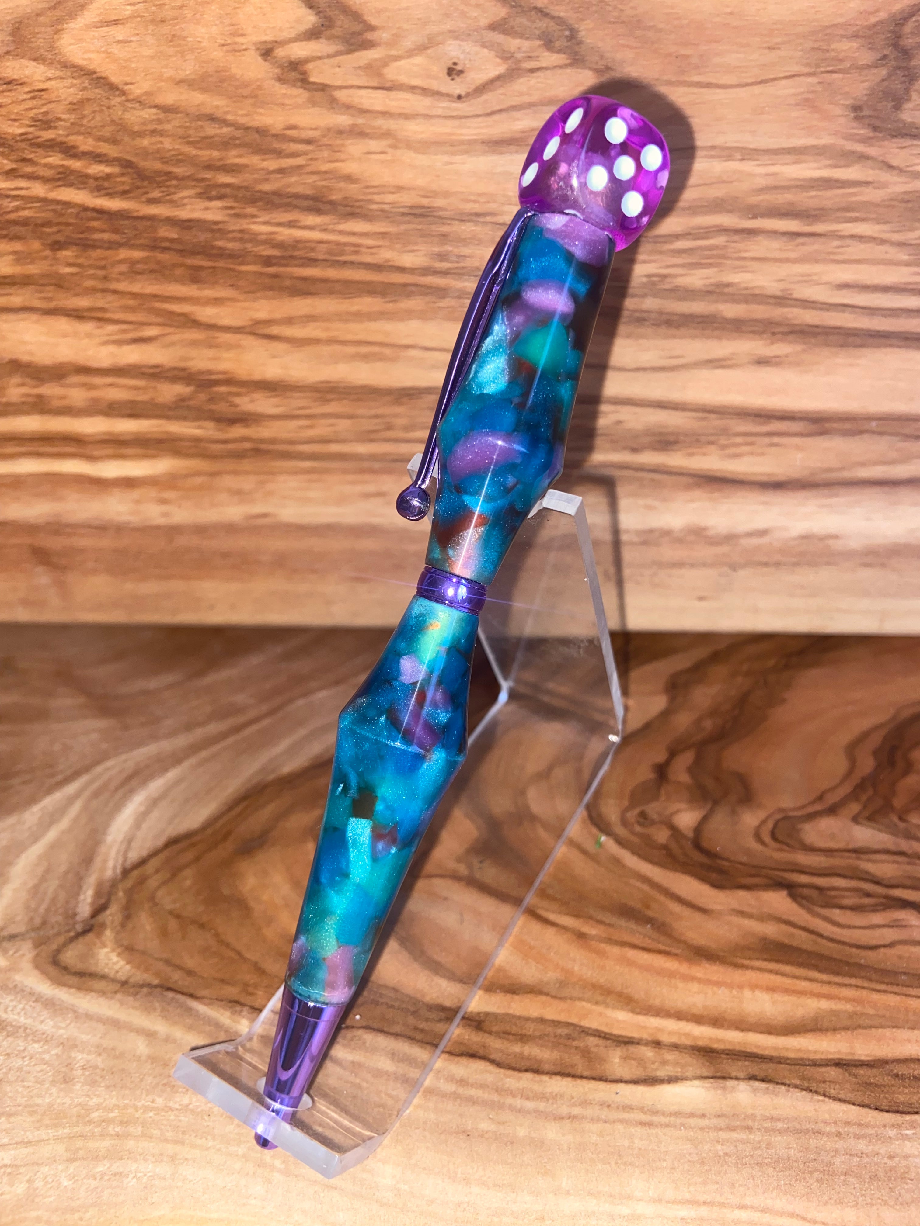 Roll of the Dice Lavender Slim Twist Pen