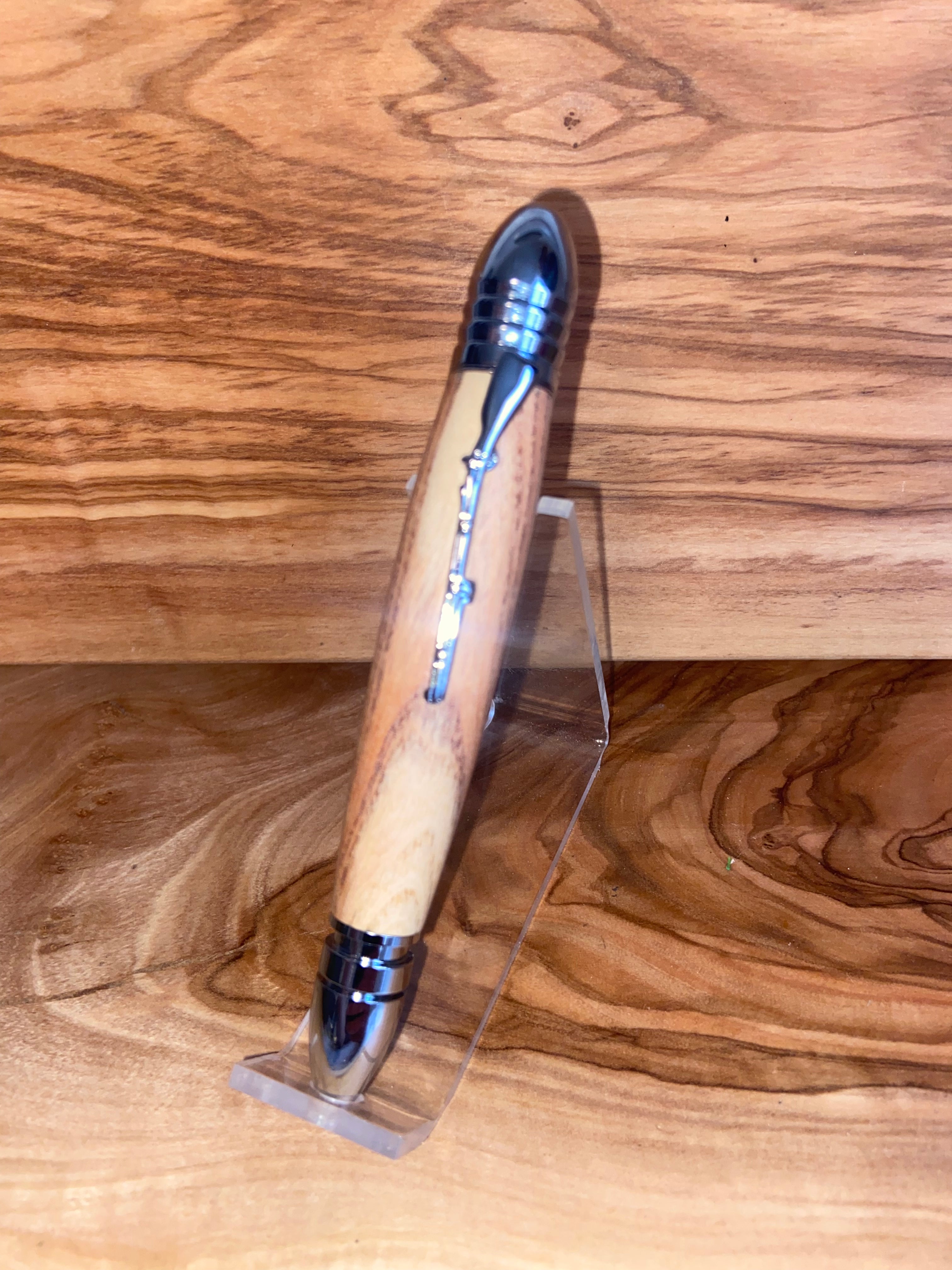 Civil War Themed Writing Pen - Honey Locust with Replica Bullet Design