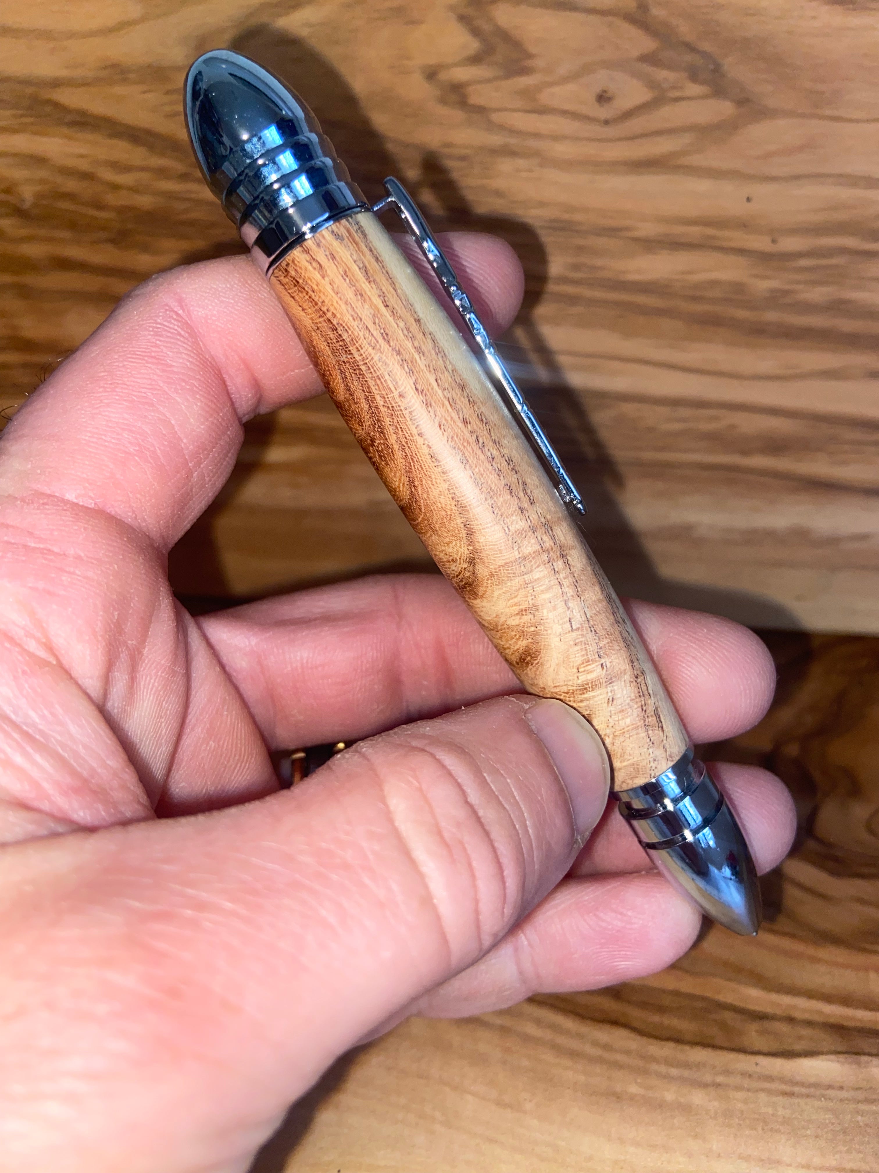 Civil War Themed Writing Pen - Honey Locust with Replica Bullet Design