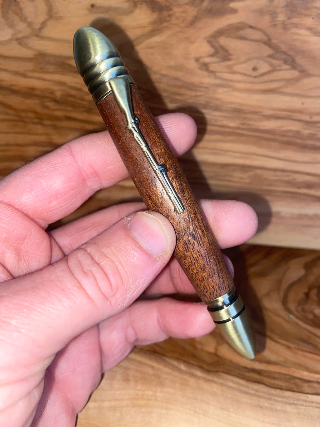 Civil War Themed Writing Pen - Sapele with Replica Bullet Design