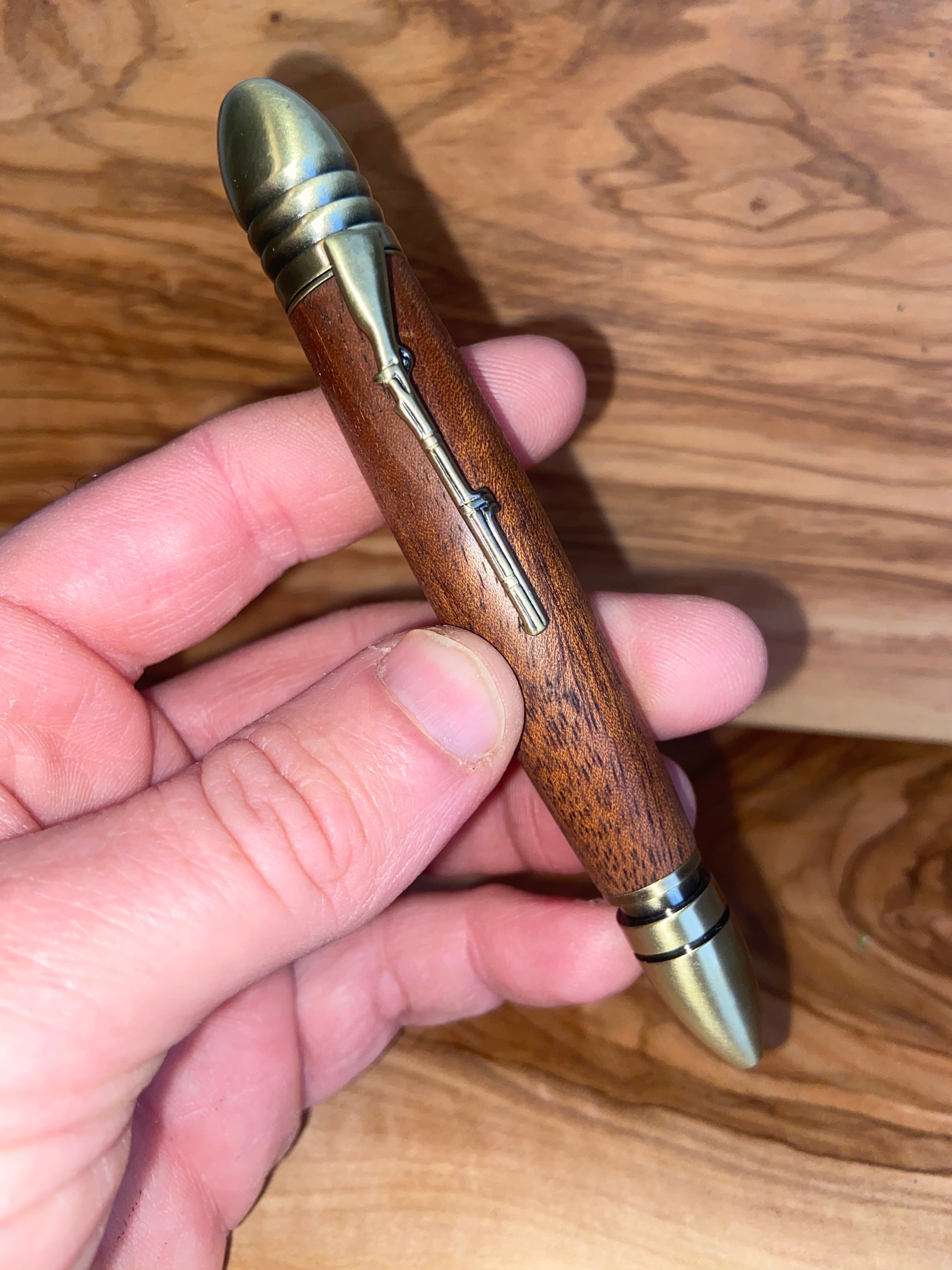 Civil War Themed Writing Pen - Sapele with Replica Bullet Design