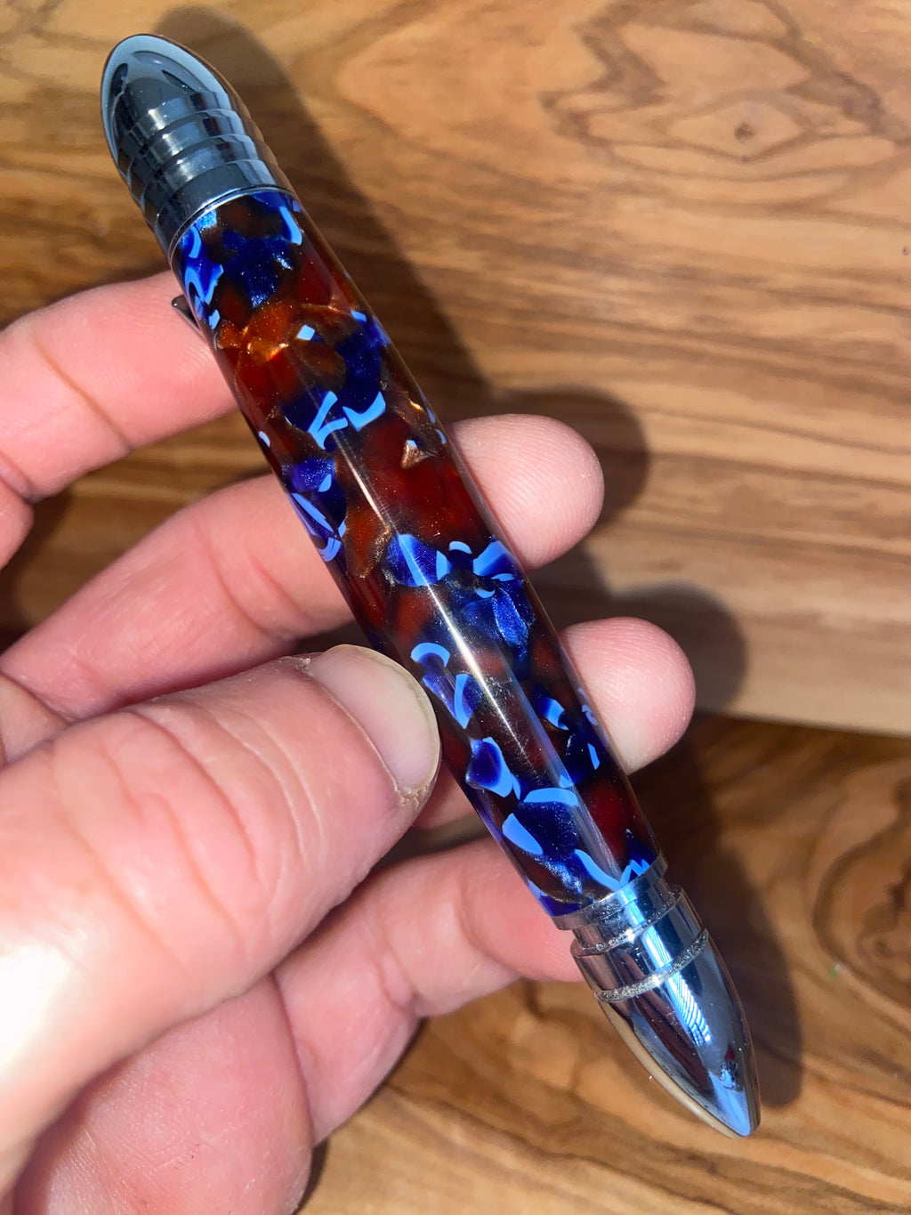 Civil War Themed Writing Pen - Radioactive Blue with Replica Bullet Design