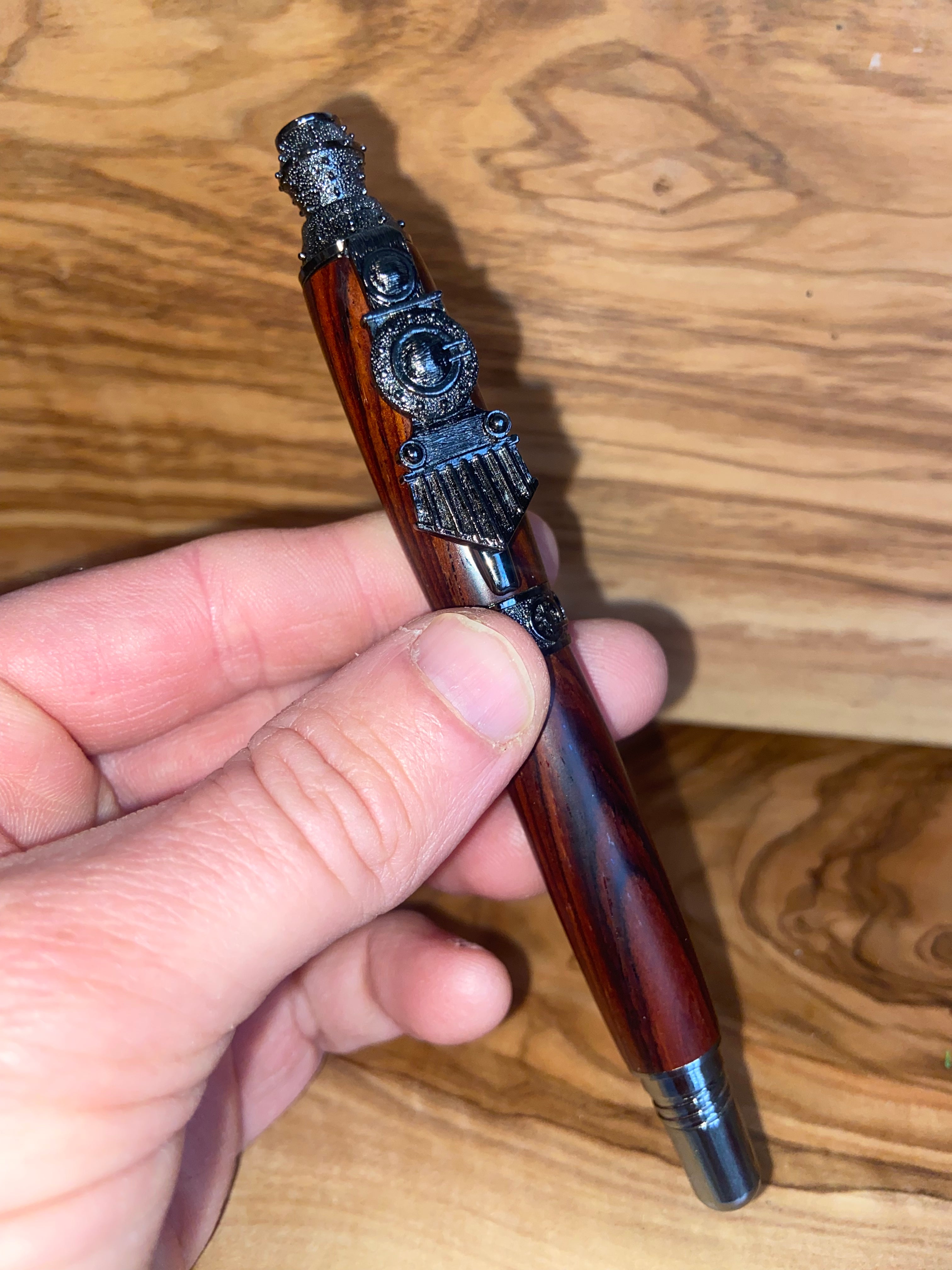 Cocobolo Gun Metal Train Rollerball Pen