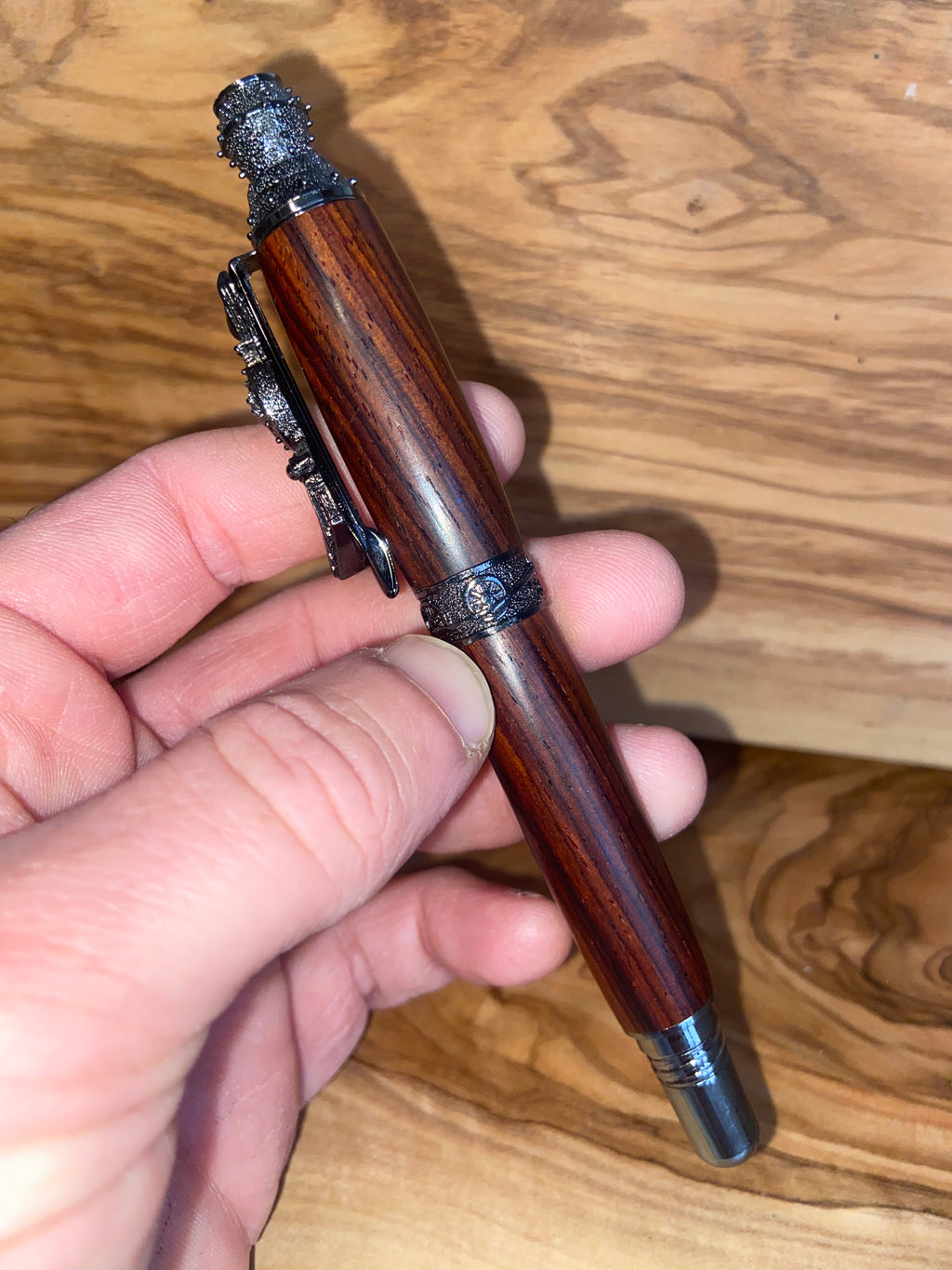 Cocobolo Gun Metal Train Rollerball Pen