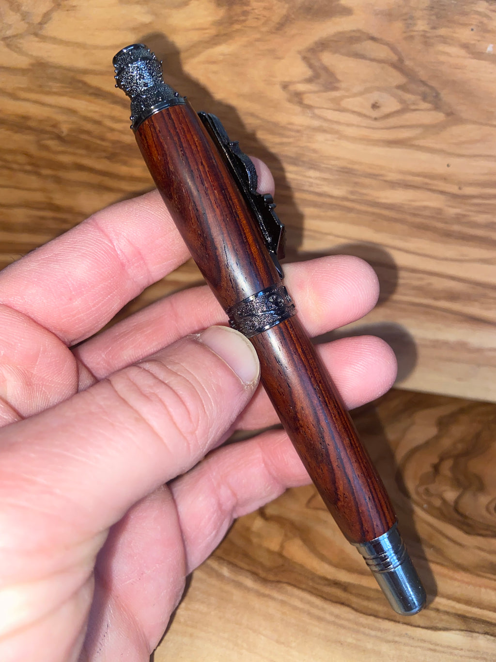Cocobolo Gun Metal Train Rollerball Pen