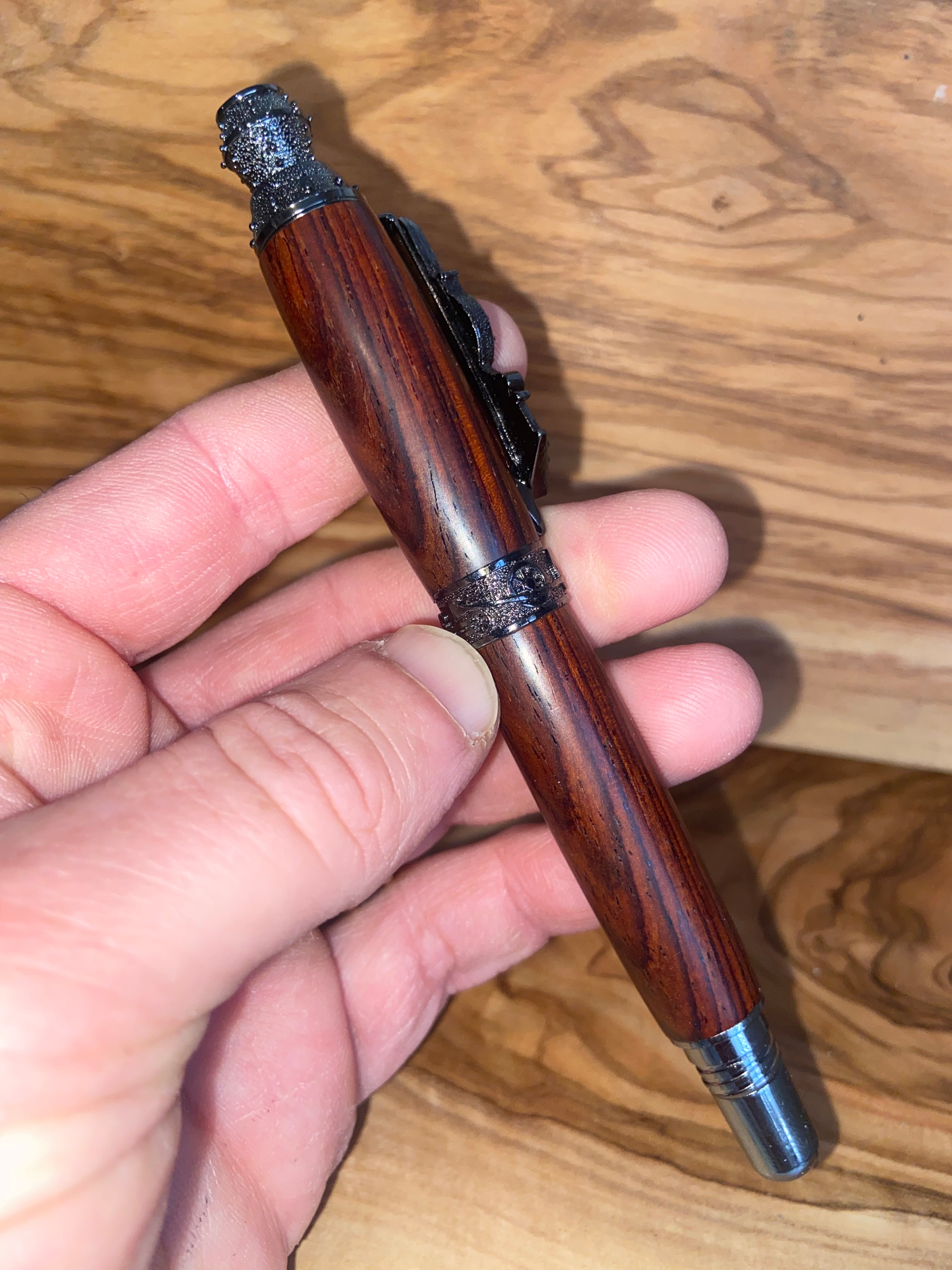 Cocobolo Gun Metal Train Rollerball Pen