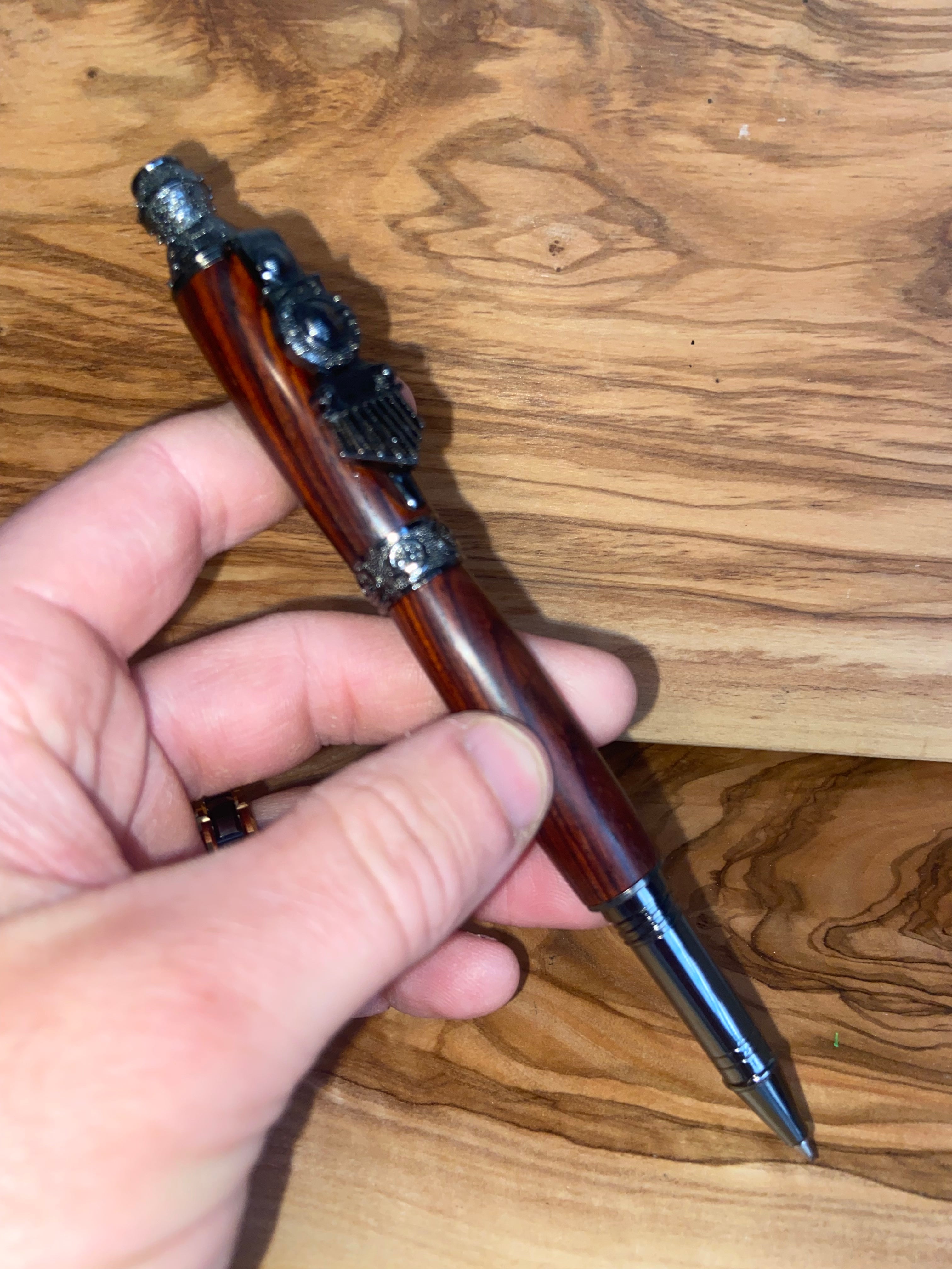 Cocobolo Gun Metal Train Rollerball Pen
