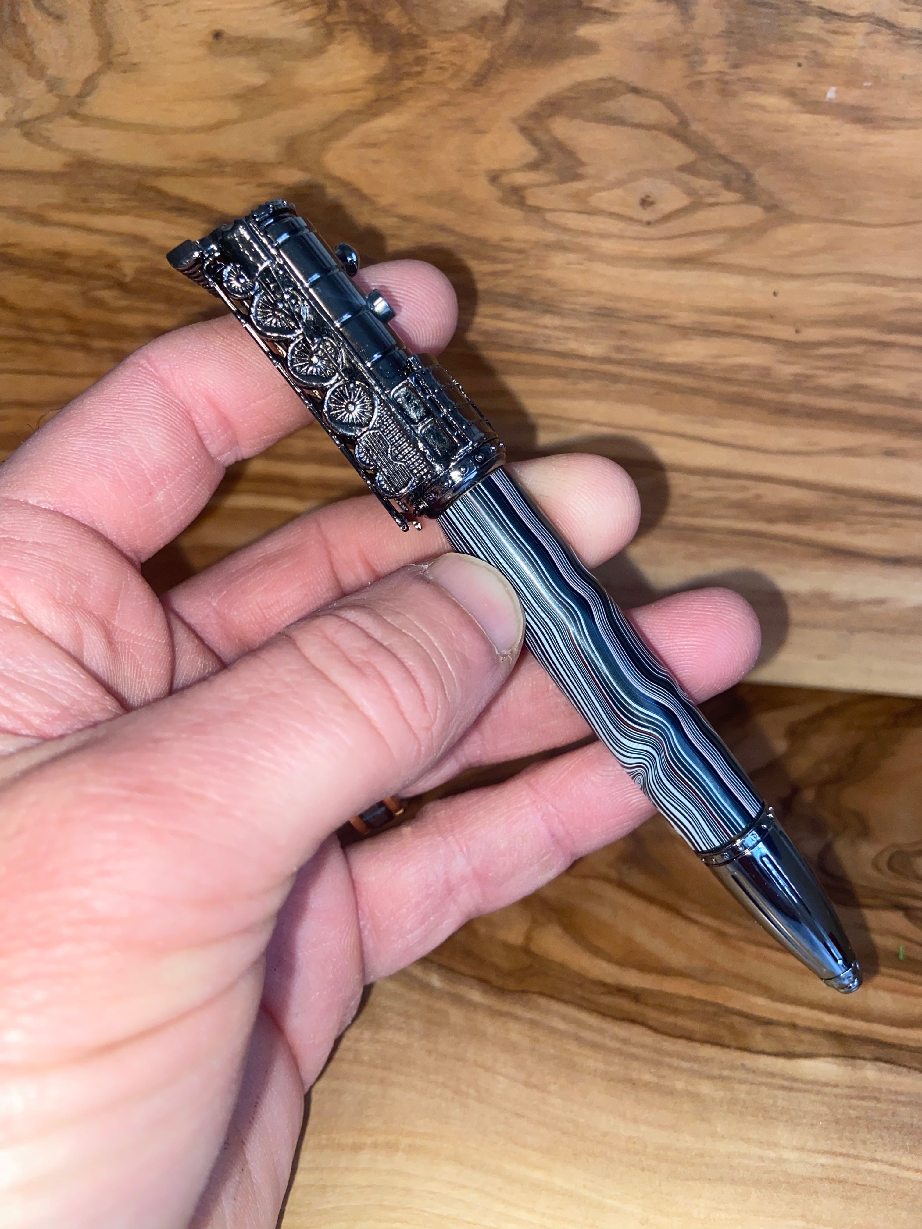 Fordite Steam Locomotive Bolt Action Train Pen